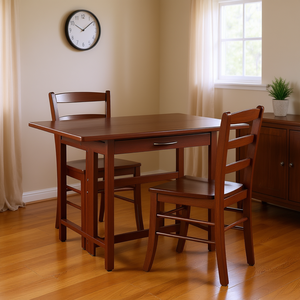 Set da pranzo Taylor a 3 pezzi con tavolo pieghevole e sedie con schienale a scala per piccoli spazi - Product Image 2