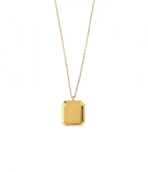 Luxusmarke Design wasserfester Schmuck Edelstahl 18 Karat Gold PVD-Beschichtung abgeschrägte quadratische Anhänger Halskette für Frauen