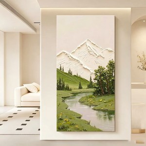 Hand Painted Oil Painting Distant Mountains Nearby Waters 3D Landscape <b>Art</b> For Entryway Living Room 100% Handmade - Product Image 3