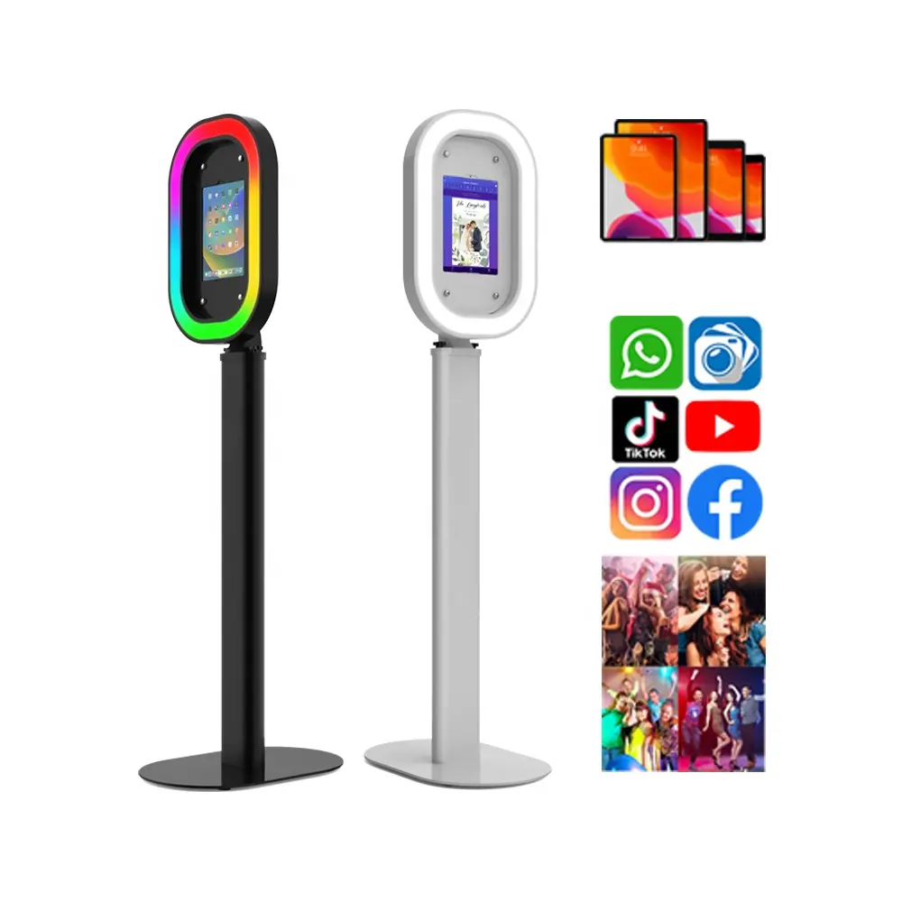 LCD tablet touch screen magic mirror photo booth acrylic mirror plate rhythmic LED ring light photo party selfie mirror booth