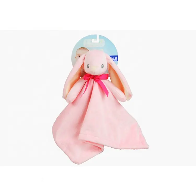 LOW MOQ free sample Comfortable Plush cute Bunny Shape Baby Animal cartoon baby Security blanket with animal