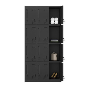 Armoire en acier noir mat à 12 compartiments avec serrure, armoire métallique domestique polyvalente pour vestiaires de gym et <span class=keywords><strong>d</strong></span>'école - Product Image 2