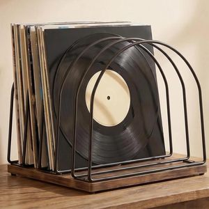 Wooden <b>Record</b> Rack Ironwood Combination Minimalist Design Adjustable Desktop CD Storage <b>Stand</b> - Product Image 1