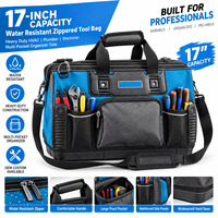 Sac à outils zippé résistant à l'eau, sac de transport multi-poches robuste pour plombier, électricien, CVC, capacité 17 pouces, personnalisable OEM