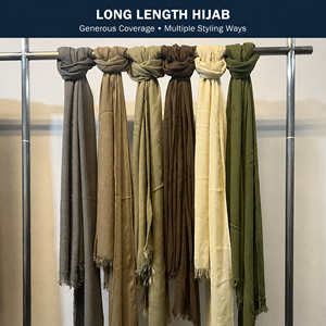 Foulard Hijab Musulman 180x80cm en Viscose Froissée Couleur Unie avec Franges Brutes Châle de Gros <span class=keywords><strong>1010</strong></span> - Product Image 4