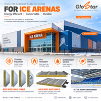 Panneau sandwich en laine de roche GloStar pour arène de glace, patinoire, arène de hockey, panneau mural et de toiture isolant thermiquement et résistant au feu