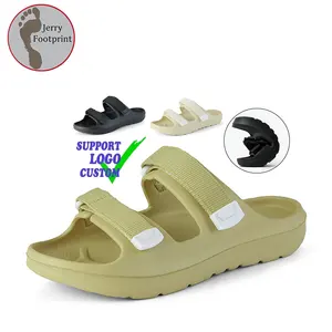 Sandal Thong Nyaman Olahraga Pria Kustom Sandal Selop EVA Pantai Musim Panas dengan Tali Vel-cro