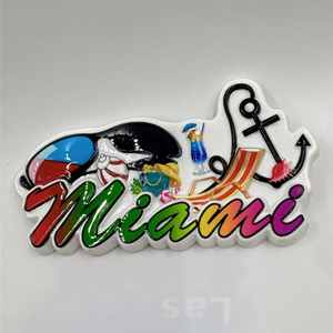 แม่เหล็กติดตู้เย็นรูปทิวทัศน์ไมอามี สหรัฐอเมริกา แบบสามมิติ ของที่ระลึกเรซิ่นสร้างสรรค์สำหรับการเดินทางข้ามพรมแดน สไตล์โลโก้ แม่เหล็กติดตู้เย็น - Product Image 6