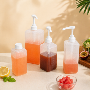 BPA-freier 1L Kunststoff-Saucenpumpenspender, transparente Sirupflasche für Kaffee, Fruchtfleisch, Honig, Marmelade, Quetschflasche, Küchen-Trinkzubehör - Product Image 1