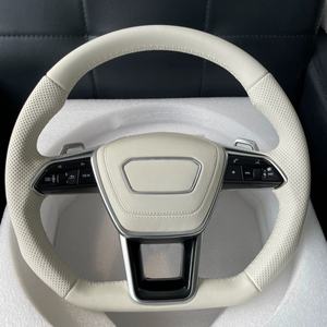 Volant Personnalisé en Cuir Véritable Blanc pour <span class=keywords><strong>Audi</strong></span> A5 A6 C6 C7 A7 R8 RS RS3 RS4 RS5 Q3 Q5 Q7 TT A3 A4 B8 S3 S4 S5 B9 RS6 RS7 - Product Image 4