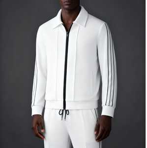 ชุดเซ็ต 2 ชิ้น เสื้อคาร์ดิแกนแขนยาวผ้าบางเบาใส่สบายสำหรับฤดูร้อน ลายทางตัดสี สไตล์สปอร์ต แฟชั่น Sehe สำหรับผู้ชายและผู้หญิง - Product Image 2