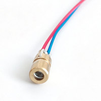 Module de diode laser à point rouge 5V 650nm 5mW, tête laser en laiton de 6mm avec fils de connexion rouge et bleu