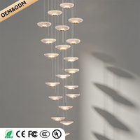 Lustre suspendu moderne à LED pour escalier, luminaire en verre doré, design de plafonnier suspendu, pour villa, loft, escalier
