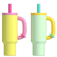 Mug de voyage isotherme en acier inoxydable 40OZ (500ml) avec double paille, isolation 6-12 heures, poignée, écologique, portable et moderne