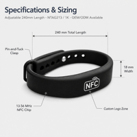 Bracelet en silicone NFC réglable, réutilisable et étanche, NTAG213 13,56 MHz RFID ISO SIKA SK20005, mini-étiquette pour contrôle d'accès en hôtel