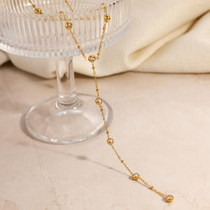 Collar en Forma de Y de Acero Inoxidable, Chapado en Oro de 18K con Acento de Diamantes, Cadena para Clavícula, Joyería Minimalista de Moda para Uso Diario y Fiestas - Product Image 4