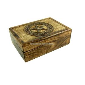 Boîte décorative et organisateur faits à la main avec Pentacle sculpté pour objets personnels et accessoires - Product Image 1