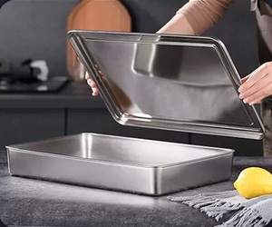 Usine en gros 304 acier inoxydable Tiramisu <span class=keywords><strong>Dessert</strong></span> couvercle plateau vente chaude plat plateau de <span class=keywords><strong>Service</strong></span> alimentaire épaissi plats assiettes - Product Image 6