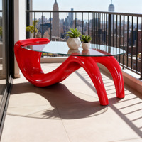 Table basse créative ovale moderne avec plateau en verre pour hôtel, extérieur, appartement, salon - Vente en gros de meubles