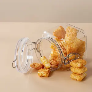 Vuông trong suốt Biscuit Snack bao bì Jar lọ có nắp đậy cho thực phẩm thực phẩm có thể Nhựa thực phẩm lọ