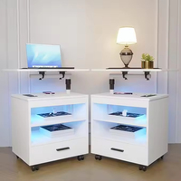 Station de charge intelligente LED DNBSS pour table de chevet, prises écologiques en bois, mobilier de chambre moderne et durable, appartement, salon