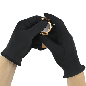 Gants de nettoyage en microfibre noir et blanc avec logo personnalisé pour le travail gants de polissage de bijoux en coton et soie de lait - Product Image 1