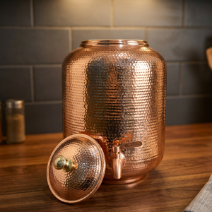 Distributeur d'eau en cuivre pur le plus vendu avec robinet anti-fuite, design martelé à la main écologique, réservoir d'eau potable de 14 L pour la maison - Product Image 2