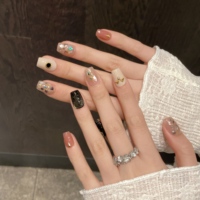 Diseño #406 ataúd corto de alta calidad hecho a mano prensa en las uñas Manual de lujo personalizado 10 piezas acrílico prensa Ons arte de uñas artificiales