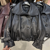 Veste en cuir véritable de mouton de qualité supérieure, veste en daim à double boutonnage pour femmes, veste en daim véritable