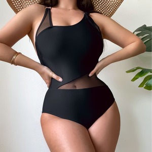 STOCK avec coussinet en <span class=keywords><strong>maille</strong></span> transparente pour femmes, maillots de bain <span class=keywords><strong>XL</strong></span>, maillot de bain une pièce pour femme - Product Image 1