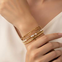 Bracelet à breloques en forme de croix de Jésus chrétienne Go2boho pour femmes, plaqué or 18 carats, perles de perles, chaîne à maillons, bracelets, cadeaux religieux