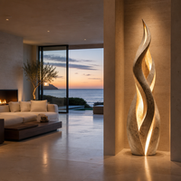 Sculptures en fibre de verre artisanales, sculpture en fibre de verre en forme de flamme spirale pour hôtel de luxe, couloir, salle d'exposition, ornement d'intérieur