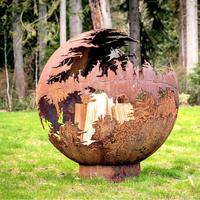 Poêle à bois d'extérieur, sphère en acier, boule de foyer