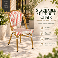 Chaise de salle à manger moderne en rotin PE pour l'extérieur, avec structure en alliage d'aluminium, empilable, pour restaurant, café, mobilier de terrasse