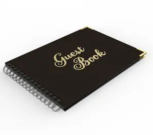 Ready To Ship Visitor Guest Book Spiral Notebook Wedding Guestbooks 82 Pages with Gold Foiled