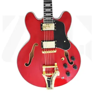 ZLG 6 string Jazz hollow electric guitar 335 Custom Electric Guitar wine red color fast shipping best quality