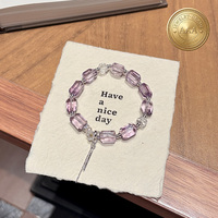 Pulsera Clásica de Cuentas Irregulares de Amatista Natural y Cuarzo Transparente con Colgante de Borla de Girasol, Certificada por Terceros, de Lujo y Curativa