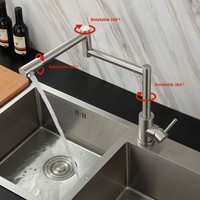 Robinet de cuisine moderne en acier inoxydable 304, rotatif à 360 degrés, pliable et allongé, bassin à légumes, eau chaude et froide
