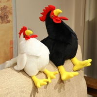 Peluche de coq bicolore réaliste, poussin dodu, poule de grande taille, coussin décoratif