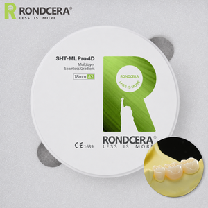 Rondcera SHT-ML Pro 4D วัสดุฟันแบบไล่ระดับสีธรรมชาติดิสก์เซอร์โคเนียหลายชั้น1300MPa สำหรับการฟื้นฟูที่มีการบุกรุกน้อยที่สุด - Product Image 2