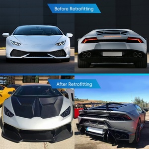 New Carbon Fiber Huracan 2014-2023 Car Modification Upgrade V Style Body Kit Front/Rear Bumper Lip Rear Spoiler for - Product Image 3