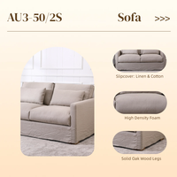 Abnehmbarer Bezug Leinen Baumwolle 2-Sitzer Sofa Sessel 70% Schaumstoff-Füllung Tiefer Sitz Akzent-Armlehnstuhl Modern Apartment Villa Wohnzimmer