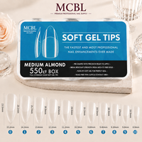 Ongles en acrylique prêts à l'emploi, confortables, en forme d'amande, à tenue forte, durables, résistants aux écaillures, faciles à poser, surface lisse, compatibles gel