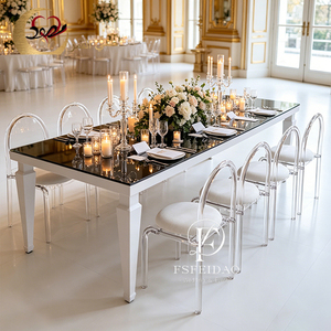 Luxury Events Party Furniture Mirror Glass <b>White</b> Iron Metal Banquet Wedding <b>Tables</b> - Product Image 4