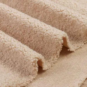 velvet fur fabric Suppliers-FANXIE 100% polyester fabric knitted teddy bear fur fabric sherpa fleece stretch velvet fabric for animal plush slipper