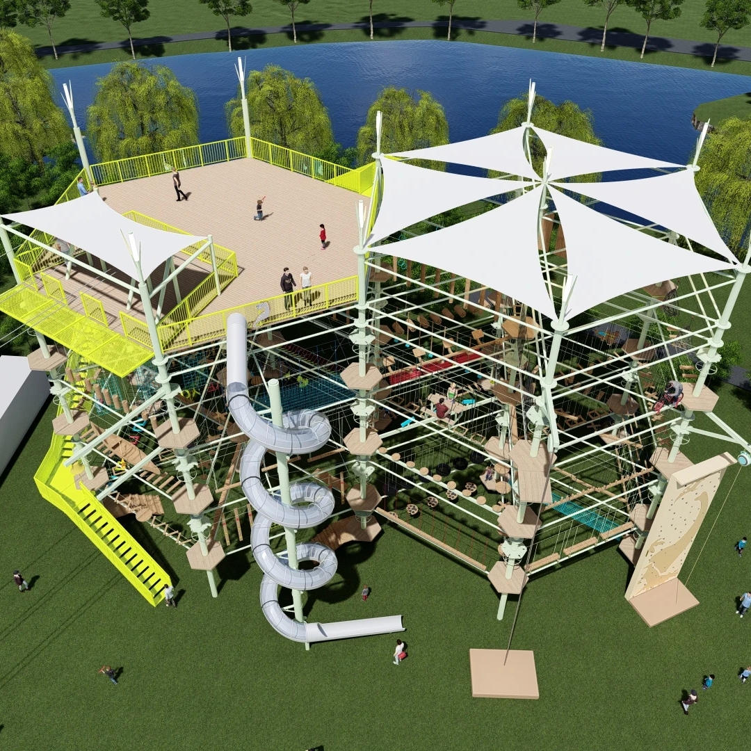 Outdoor Playground Equipment Rope Course Adventure Commercial High Rope Course For Children
