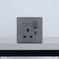Enchufe de Corriente Multifunción de Plástico con 2 Puertos USB, 2 Tomas de Corriente, Clasificación de 13A/16A/10A, CE para IP21, para Uso Doméstico y Hospitalario