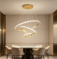 Lustre suspendu LED rond de luxe nordique, or et noir, pour hall d'hôtel, chambre à coucher, escalier, décoration de plafond haut
