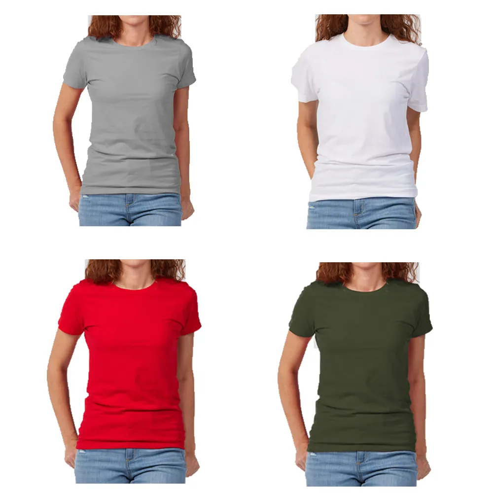 Classic fitted tee customized logo blank ladies t-shirts summer adults 100%cotton women T shirts wholesale