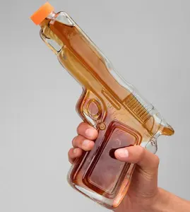 Botol kaca bentuk pistol 100ml 200ml 375ml kustom untuk vodka wiski botol minuman keras dengan gabus